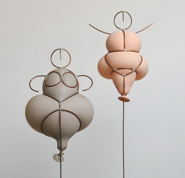 Balloons and Wire Form Modern Venus of Willendorfs